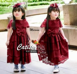 Dress Brukat Catista maroon