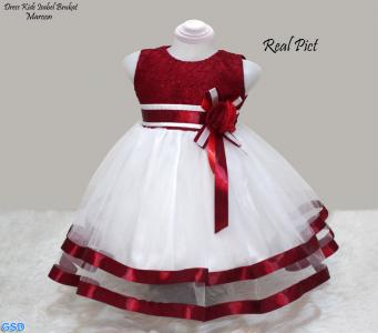 Dress Isabel brukat maroon