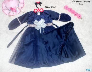 Set Gamis Anak Amina Navy