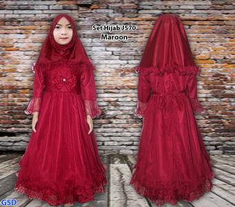 Set Hijab Kids J570 maroon