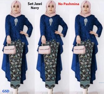 Set jawi brukat navy