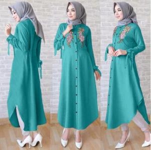 Tunik twis flow sablon tosca dark-tunik bunga twis