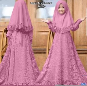 Gamis Dhea brukat hijau