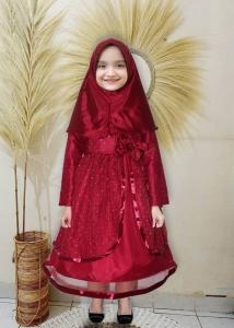 Set Hijab Anak VL05 Maroon