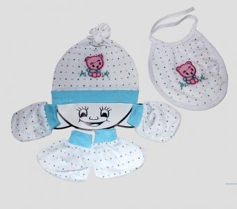 Set Bayi Dot Bear 4in1 02  Biru