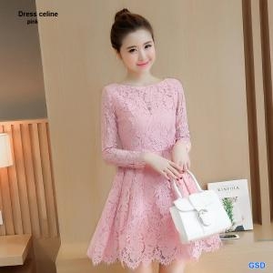 Dress brukat celine pink