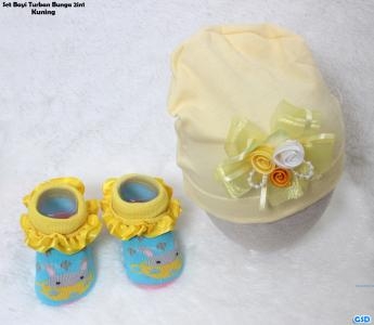 Set Bayi Turban bunga 2in1 kuning