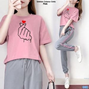 Setelan Celana cinta pink