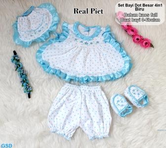 Set bayi dot besar 4in1 biru