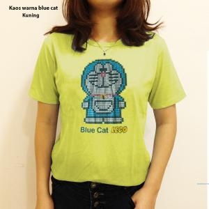 Kaos warna blue cat kuning