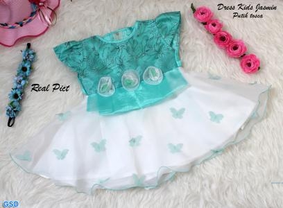 Dress Kids Jasmin Putih tosca