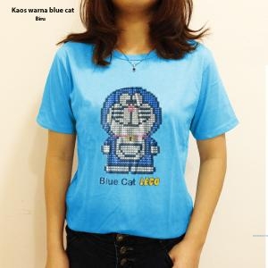 Kaos warna blue cat pink