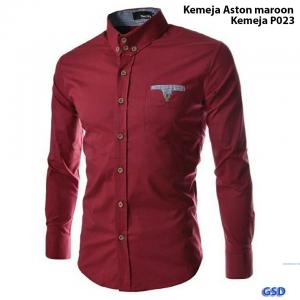 Kemeja aston maroon-kmja P023