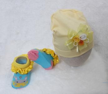 Set Bayi Turban bunga 2in1 kuning