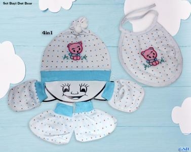 Set Bayi Dot Bear 4in1 02  Biru