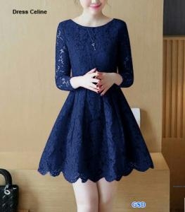 Dress brukat celine navy