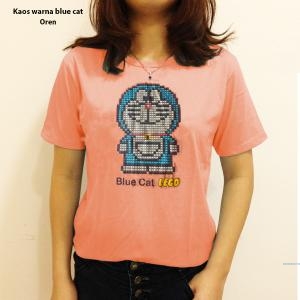 Kaos warna blue cat kuning