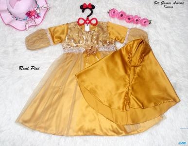 Set Gamis Amina Kuning