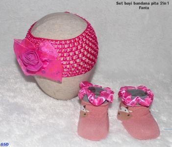 Set bayi bandana pita 2in1 red