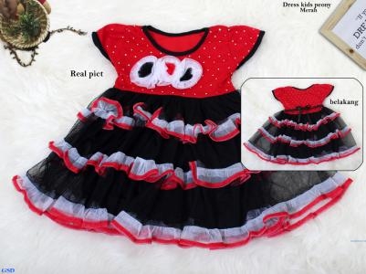 Dress kids peony merah