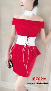 Dress import 8702 belt putih