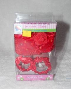 Set bayi bandana pita 2in1 red