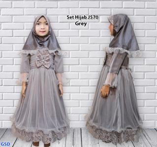 Set Hijab Kids J570 Grey