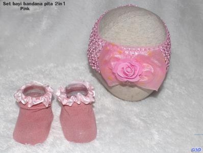 Set bayi bandana pita 2in1 ungu