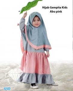 Hijab Gempita kids abu pink