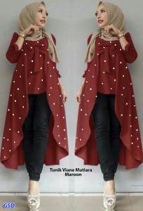 Tunik Viane mutiara maroon