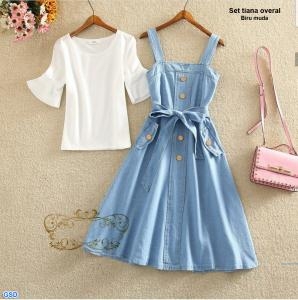 Set tiana overall biru muda