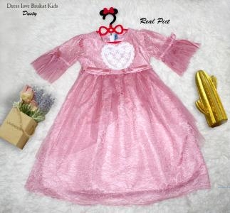 Dress Anak Love Brukat Dusty