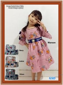 Dress kotak flow kids-dress bunga squary