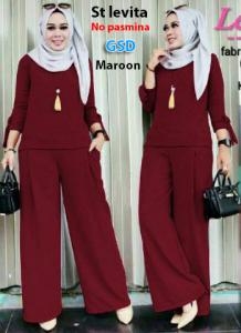 setelan levita maroon