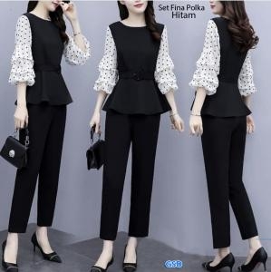 Set Fina Polka Hitam