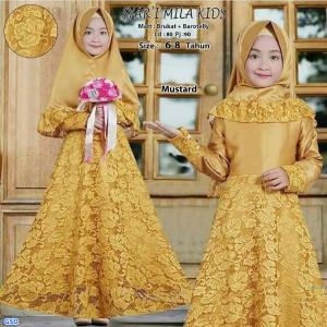 Syari mila brukat kids mustard