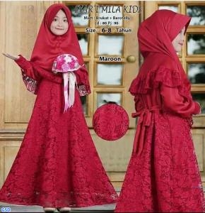 Syari mila brukat kids maroon