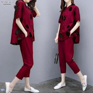 Setelan sarita maroon