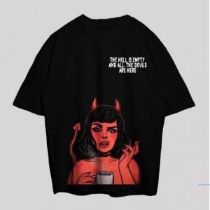 VABA Oversized Devil Women Black Tshirt | Kaos Streetwear Unisex Tee