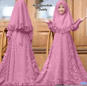 Gamis Dhea brukat dusty