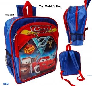 tas anak sekolah ransel anak tk mobil2 BLUE