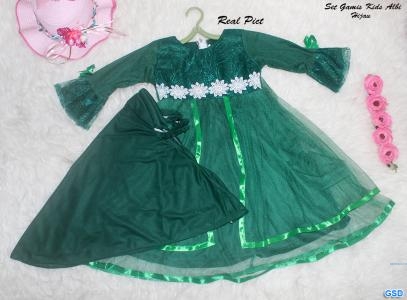 Set Gamis Anak Albi hijau