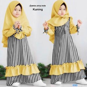 Gamis strip kids maroon