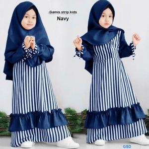 Gamis strip kids kuning