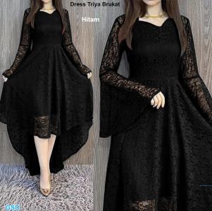 Dress Trisya Brukat Hijau botol