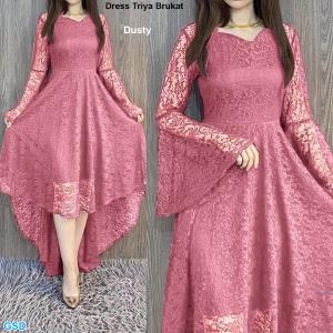 Dress Trisya Brukat Hijau botol