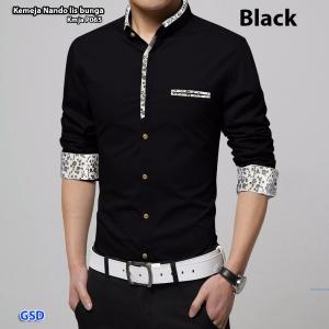 Kemeja nando Black lis bunga -kmj P065