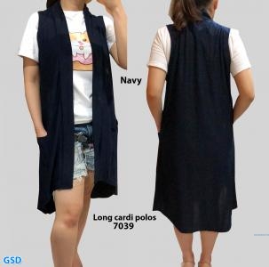 Long cardi polos 7039 hitam