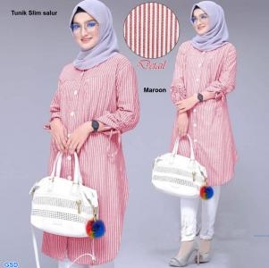 Tunik slim salur hitam