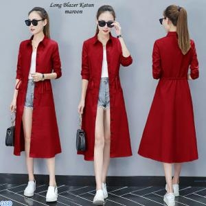 Long blazer katun maroon